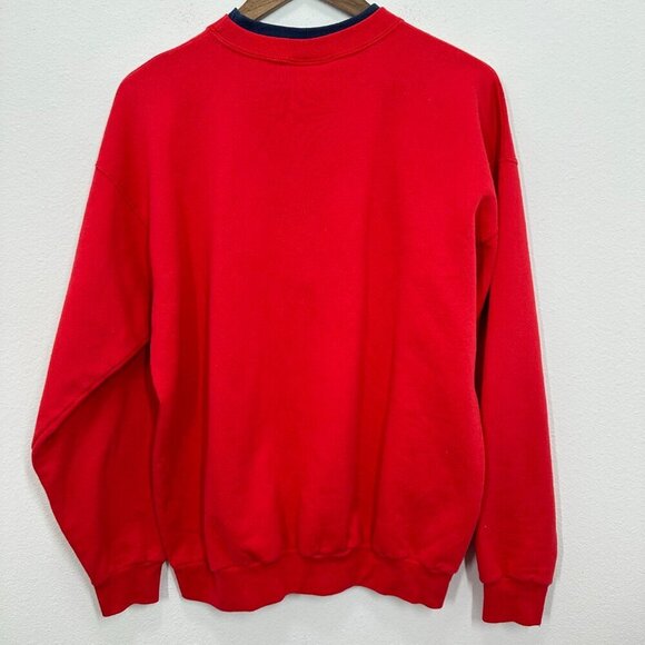 Vintage Embroidered Cat Lady Love My Cat Double Collar Red Blue Sweatshirt Large - Picture 2 of 4